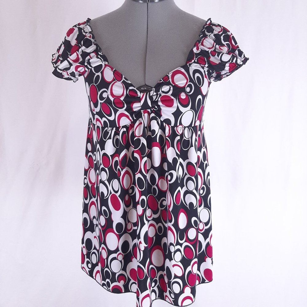 Grigio Blouse Top Abstract Geometric Pattern 90's